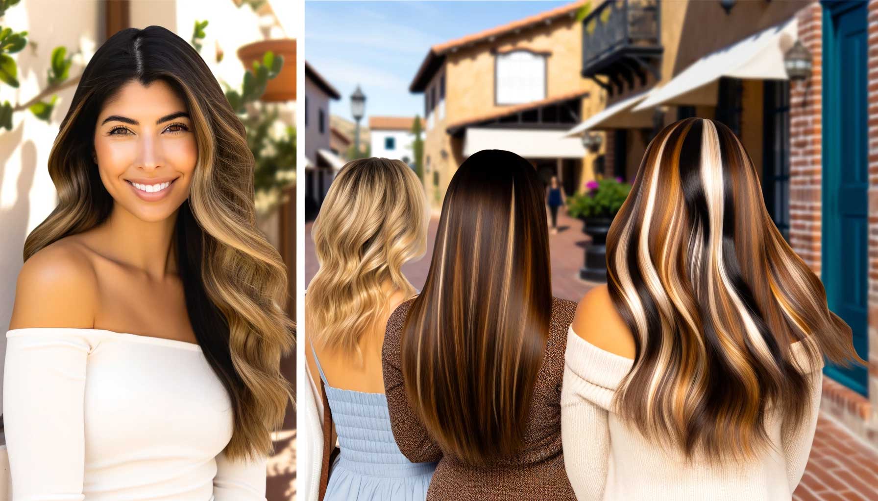 Group of women in Temecula with beautifully highlighted brown hair