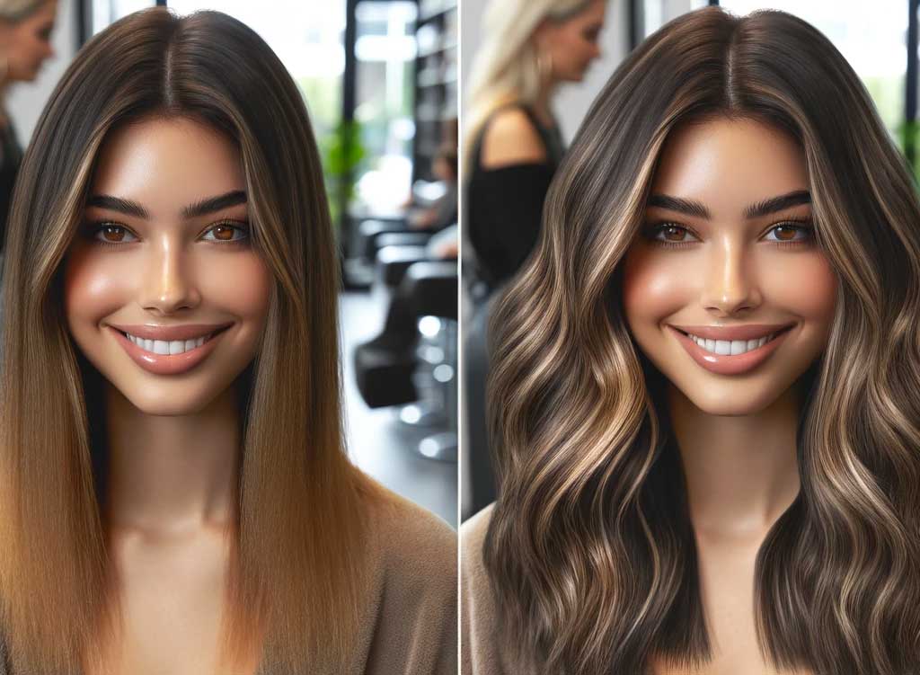 Before and after: Sunkissed balayage highlight