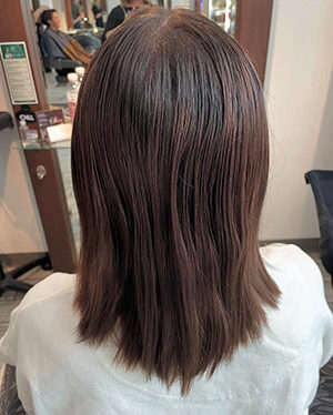 Hair transformation starting with brunette brown hair